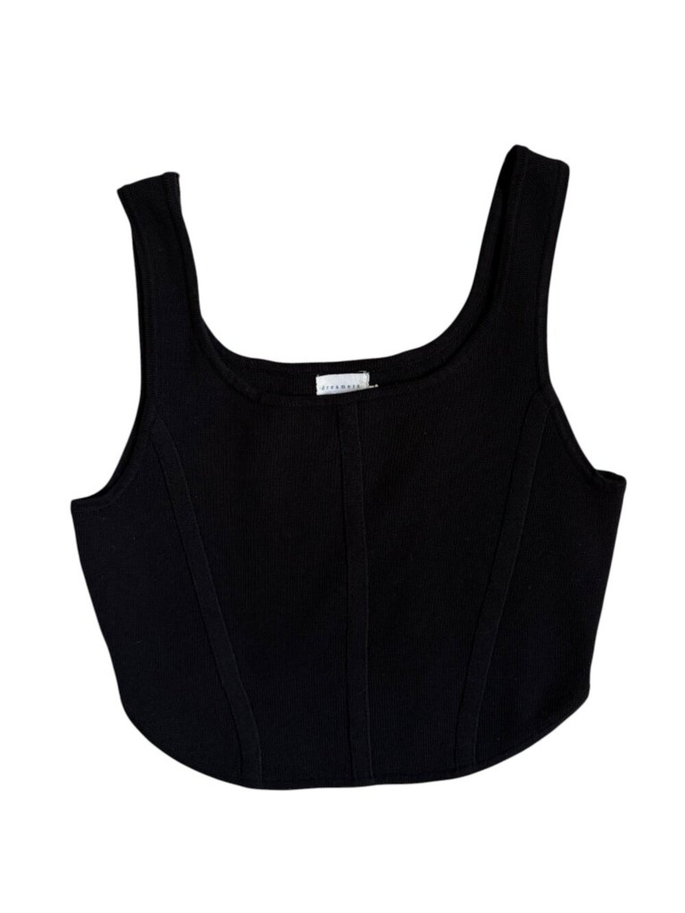 Dreamers by Debut Corset Style Sweater Tank Top (Black) - M/L